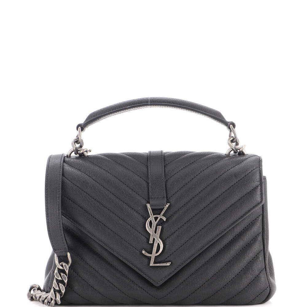 Saint Laurent Medium Classic Monogram College Bag Matelasse Chevron Leather
